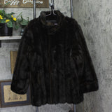 Vintage Faux Mink Fur Button Front Coat Brown See Measurements