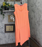 G.I.L.I. Womens Sleeveless Asymmetric Hem Knit Dress with V-neck Orange M