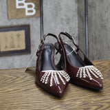 A New Day Womens Serafina Heels Rhinestone Strap Back Evening Burgundy Red 8M