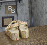 Anne Klein Womens Verse Platform Sandal VERS02F9 Brown Multi 9M