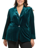 Calvin Klein Womens Plus Size Velvet One-Button Jacket X27J1625