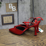 A New Day Womens Rosemary Heels Satin Strappy 94646859 Red 9M