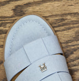 Tommy Hilfiger Triple Strap Slide Open Toe Flat Sandals Light Denim Blue 7M