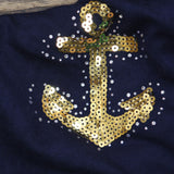 Quacker Factory Womens Sequin Naturcal Full Zip Knit Jacket Navy Blue L