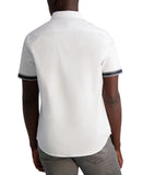 Karl Lagerfeld Mens Slim-Fit Logo Tape Short-Sleeve Button-Front Shirt White L