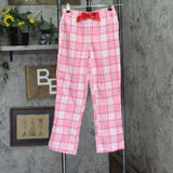 Max & Olivia Plaid Flannel holiday Bow Pajama Pants Pink / Red Plaid L (10/12)