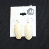 A & I Faceted Oval Drop Earrings Gold / Off White 1.75"