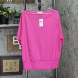 Michael Michael Kors Plus Size Flutter-Sleeve Smocked-Hem Top Cerise Pink 2X