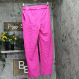 DKNY Womens Drawstring Tie-Front Wide-Leg Paperbag Pants P5DKFB17 Vivid Pink 4