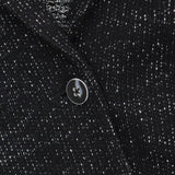 Lucky Brand Womens Textured 1 Button Knit Sweater Blazer Jacket Black / White M