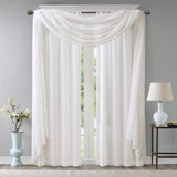 Madison Park Sheer Curtain Scarf Irina Embroidered Kitchen White 50x216