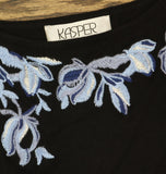 Kasper Womens Sleeveless Knit Embroidered Top 10924833 Black Multi L
