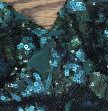 B. Darlin Sequin Open Back Prom Gown Green M