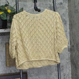 And Now This Crochet Knit Puff Sleeve Blouse Top S702820002 Camel Brown 2X