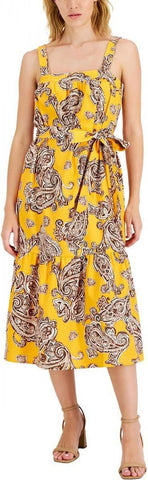 INC International Concepts Printed Woven Midi Sundress 10840081 Zinnia Yellow 12