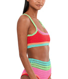 Beach Riot Womens Crochet Milana Bikini Swim Top BR61705S6 Aqua Have Red Multi L