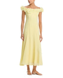 Aqua Womens Applique Floral Off-the-Shoulder Midi Dress IDO14647 Butter yellow M