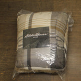 Eddie Bauer Comforter Set Reversible Normandy Plaid Gray Brown Full / Queen
