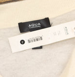 Aqua Womens 100% Cashmere V Neck Sweater V11599 Ivory Off White S
