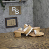 Style & Co. Victoriaa Double Band Block Heel Dress Sandals Cork Brown 6.5M