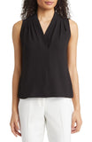 Anne Klein Women's Sleeveless Pleated Shoulder Blouse 10865131 Asphalt Black L
