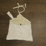 Aqua Knit Placed Crochet Halter Top GMS58704 Ivory Off White XS