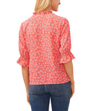 Cece Womens Elbow Sleeve Split-Neck Blouse 7033067 Calipso Coral Pink M