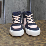 DKNY Toddler Girls Amelia Alice High Top Fashion Sneakers Navy Blue / Pink 5T