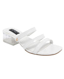 Jones New York Strappy Block Heel Slide Sandal Open Toe JNY-UNIKA White 8M