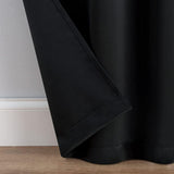 Eclipse Langley Solid 2-Piece Room Rod Pocket Window Curtains Black 52" x 95"