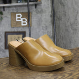 Universal Thread Tess Platform Mule Heels with Memory Foam Insole Tan Brown 11M