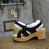 Clarks Nerisa Grace Wedge Cork Sandal 26187243 Black Nubuck 8.5M