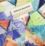 Alfred Dunner Pleated Studded Neck Blouse Top Blue Multi 1X