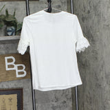 Ny Collection Womens Petite Short Bell Sleeve Slubbed Top Slubb White PM