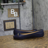 Lauren Ralph Lauren Womens Jayna Flat Leather Bow Refined Navy Blue 6.5B