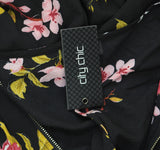 City Chic Womens Trendy Plus Size Beloved Floral Mini Dress Black Multi 20W