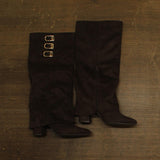 A New Day Tambra Faux Suede Buckle Tall Boots 95143239 Chocolate Brown 7.5M
