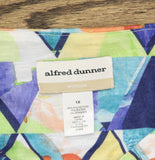 Alfred Dunner Pleated Studded Neck Blouse Top Blue Multi 1X