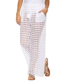 Dotti Womens Cotton Openwork Dot Drawstring-Waist Pants 85289 White XL
