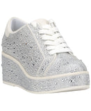 INC International Concepts Womens Aideen Wedge Sneakers Silver Bling Gray 9.5M