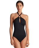 Lauren Ralph Lauren Macrame-Ring High-Neck One-Piece Swimsuit 20501267 Black 10