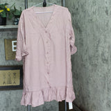 Cupshe Womens Front Button Ruffled Cover-Up Dress Dusty Rose Pink M