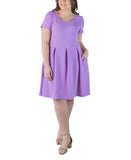 24seven Comfort Apparel Plus Size Scoop Neck Knee Length Pocket Dress P0206294