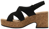 Clarks Nerisa Grace Wedge Cork Sandal 26187243 Black Nubuck 8.5M