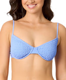 Salt + Cove Juniors Smocked Underwire Bikini Top Swim Cornflower Blue L