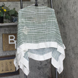Wynne Layers Chiffon Convertible Printed Border Poncho Green / Off White M/L