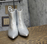 On 34th Womens Aatira Tulip Booties 10019682200 Silver Glitter Gray 6M