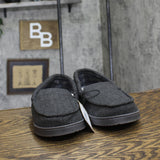 Dluxe By Dearfoams Mens Herringbone Moc Slippers 91309688 Black L (11-12)