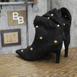 A New Day Studded Faux Suede Mid-Calf Boots with Cone Heel 94568943 Jet Black 8M