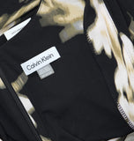 Calvin Klein Printed Twist-Front 3/4 Sleeve Maxi Dress Black Oyster Multi 16W